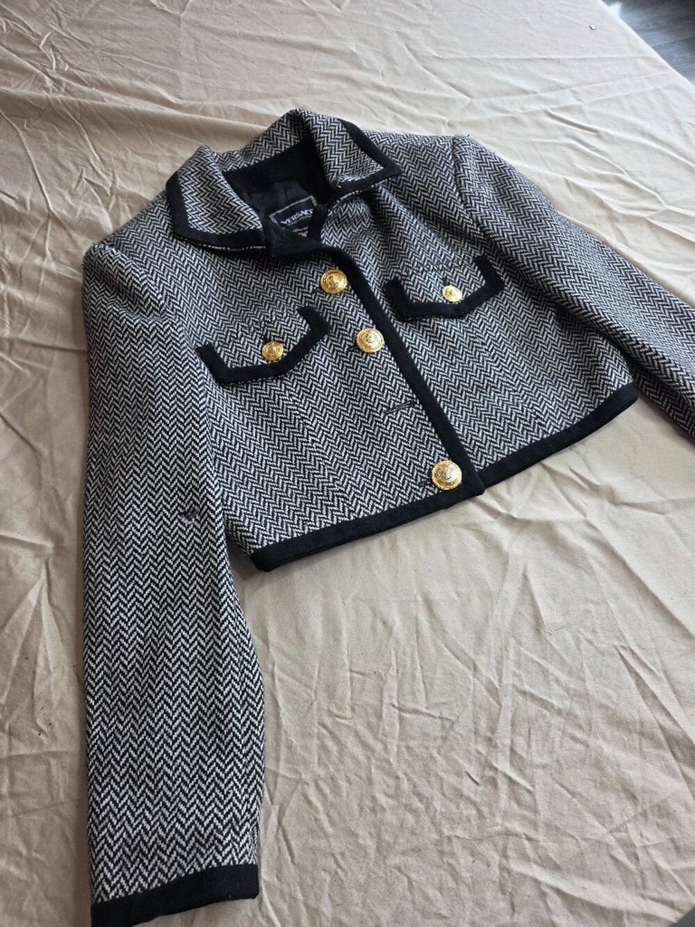 Women's Versace Jeans Couture Vintage Houndstooth Wool Jacket - Size EU 30